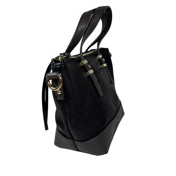 Liz Claiborne Kelsey Handbag Purse Mini Tote 7.5" Black & Grey Vegan Leather - Picture 4 of 16